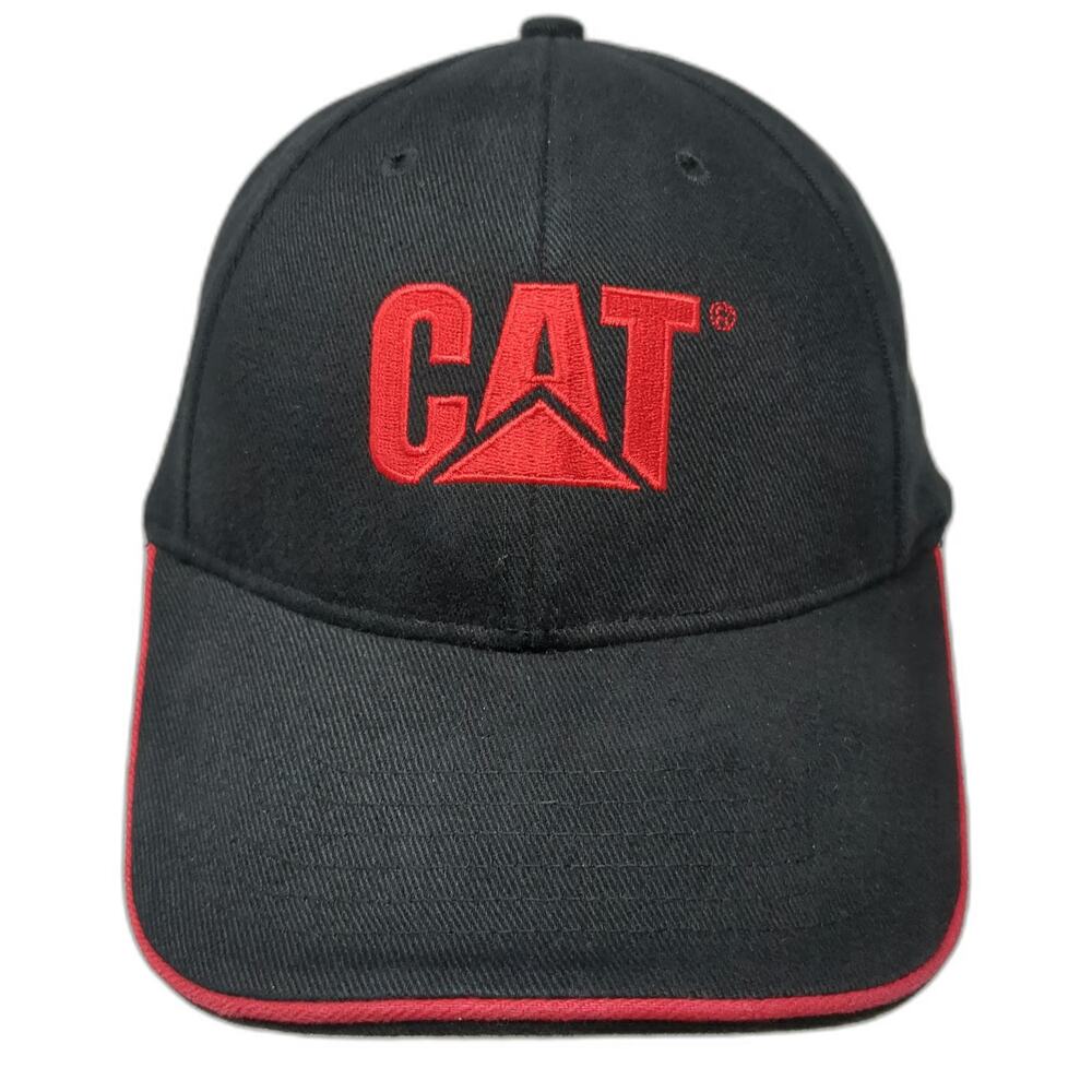 Caterpillar Baseball Cap Black M Red Contrast Piping Stretch Fit Embroidery Hat